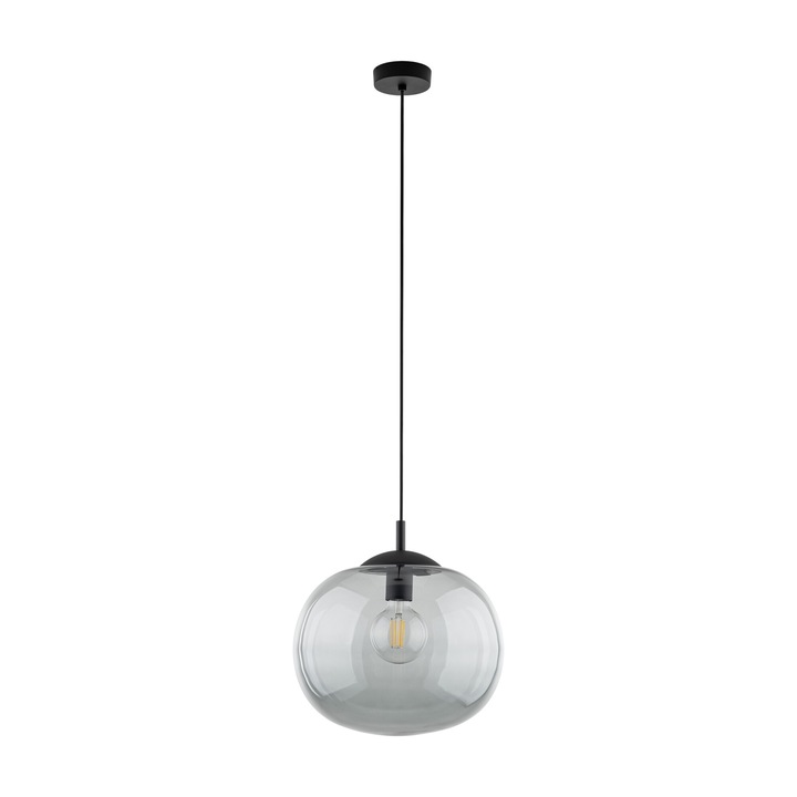 Lustra suspendata TK-Lighting VIBE GRAPHITE, cablu acoperit cu otel lacuit, E27, negru/grafit, 35x35x170 cm