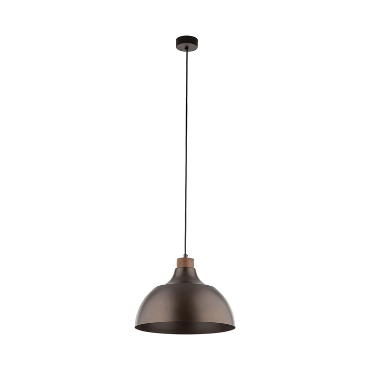Lustra suspendata TK-Lighting CAP BROWN, metal lacuit, lemn, cablu maro, E27, 34x34x170cm