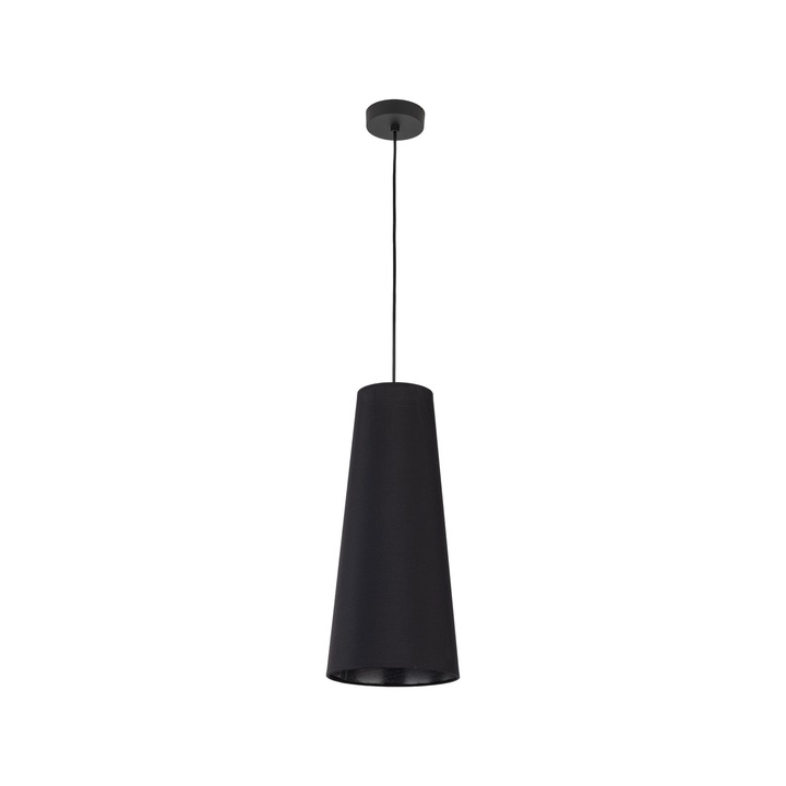 Lustra suspendata TK-Lighting ZING, material plastic, cablu negru, abajur negru, E27, 15W, 20x20x180cm