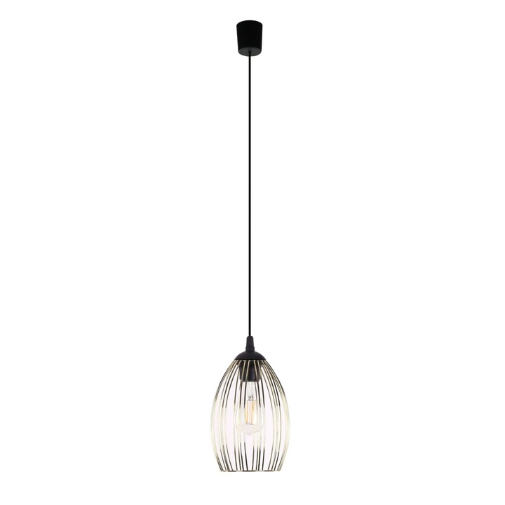 Pendul TK-Lighting LIZA GOLD, metal si plastic, negru si auriu, E27, 18x18x105cm