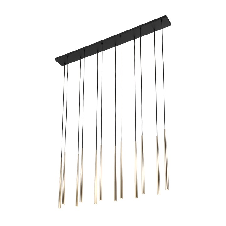 Lustra suspendata TK-Lighting PIANO, metal negru si auriu, 8W, G9, 120x140cm