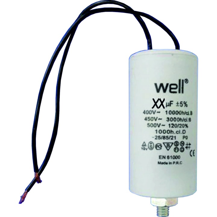 Motorindító kondenzátor 450V 30uF vezetékkel, Kút