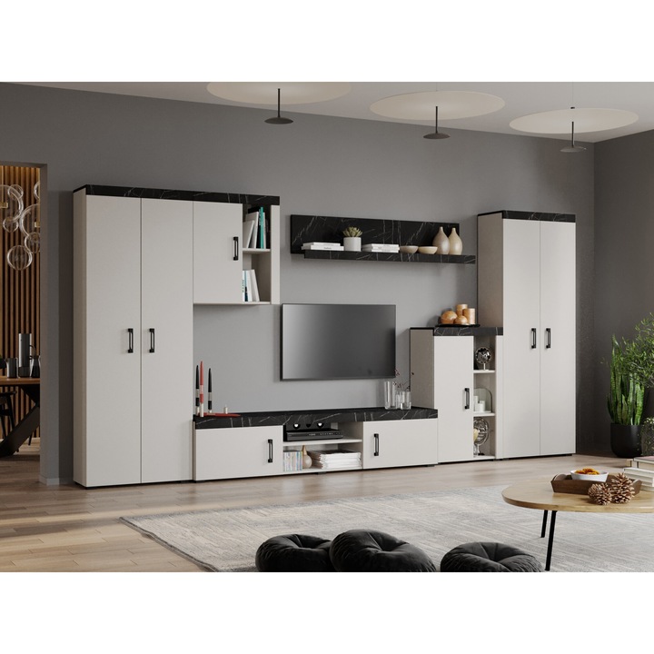 Set Living Melo, C2 Duo, Mobila sufragerie, L 375, 2 x A 35, 2 x H 182 cm