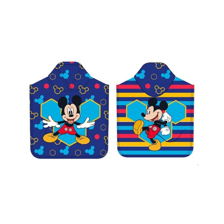 Prosop poncho microfibra Mickey Mouse Disney, 50 x 100 cm 100 X 50 cm Albastru