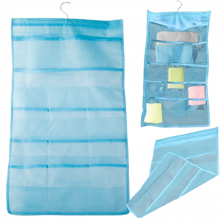 Organizator suspendat pentru lenjerie, Verk Group, 22 compartimente, albastru, 70x40cm