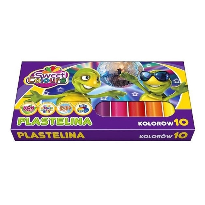 Plastilina Sweet Colours készlet, 10 intenzív szín, szuper puha, 92x173 mm