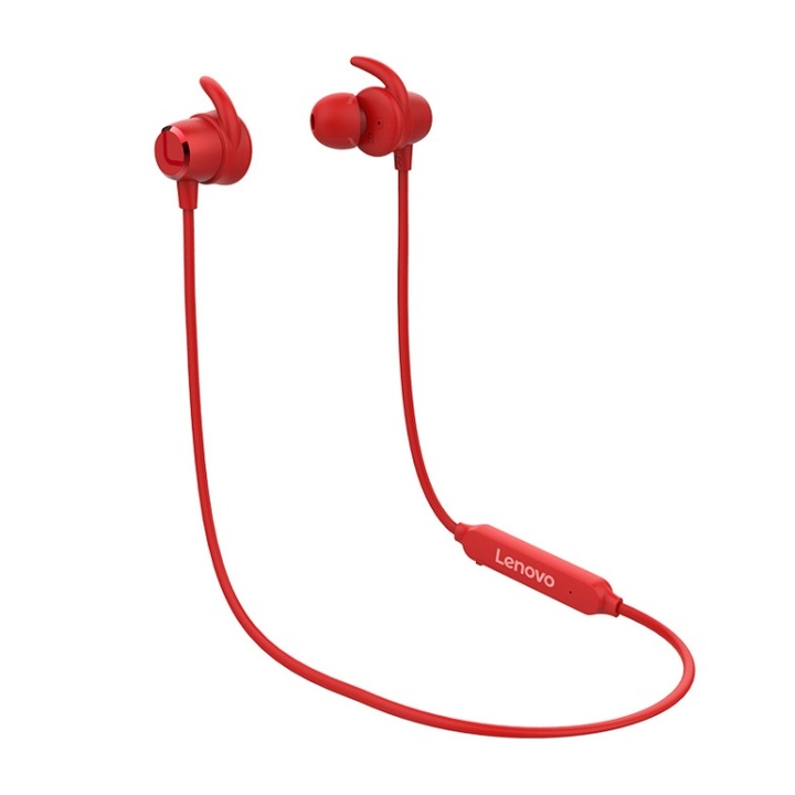 Casti In-Ear, Lenovo X1, Wireless, Bluetooth 5.0, Magnetice, Casti sport rosu