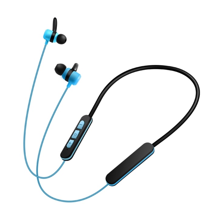 Casti In-Ear, Casti fara fir magnetice sport, Apeluri handsfree, compatibil cu iPad, iPhone, Samsung, Huawei, Xiaomi, albastru