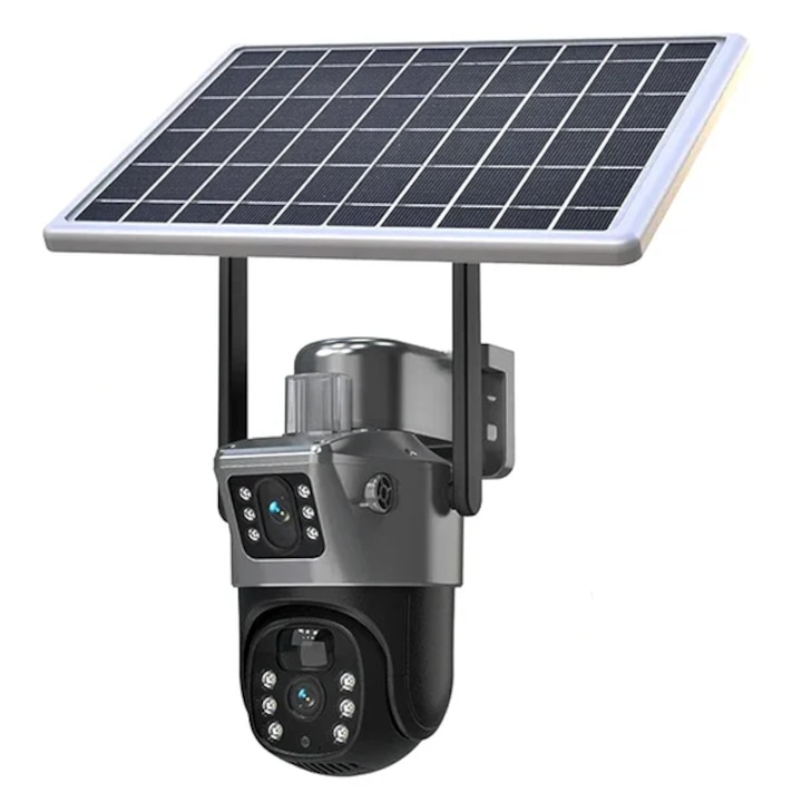 Camera de Supraveghere 4G Dubla 8MP Full HD Cu Panou Solar