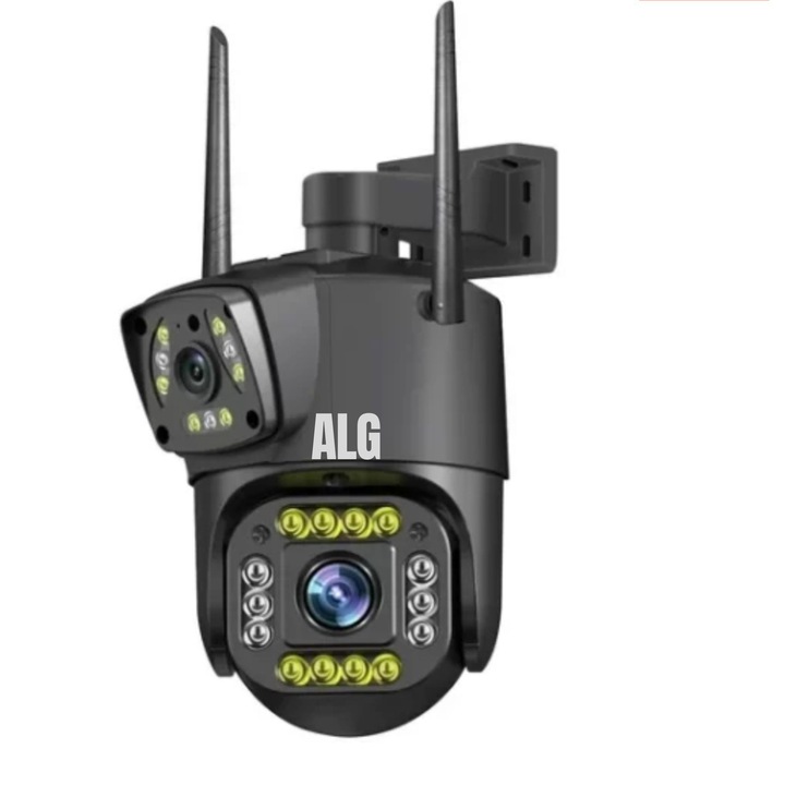 8 MP-es megfigyelő kamera, ALG Dual Intelligent 360, 4G, 4K, 10X optikai zoom, mozgásérzékelés és -követés, éjszakai látás, vízállóság, beltéri/kültéri, mozgásriasztás, fekete