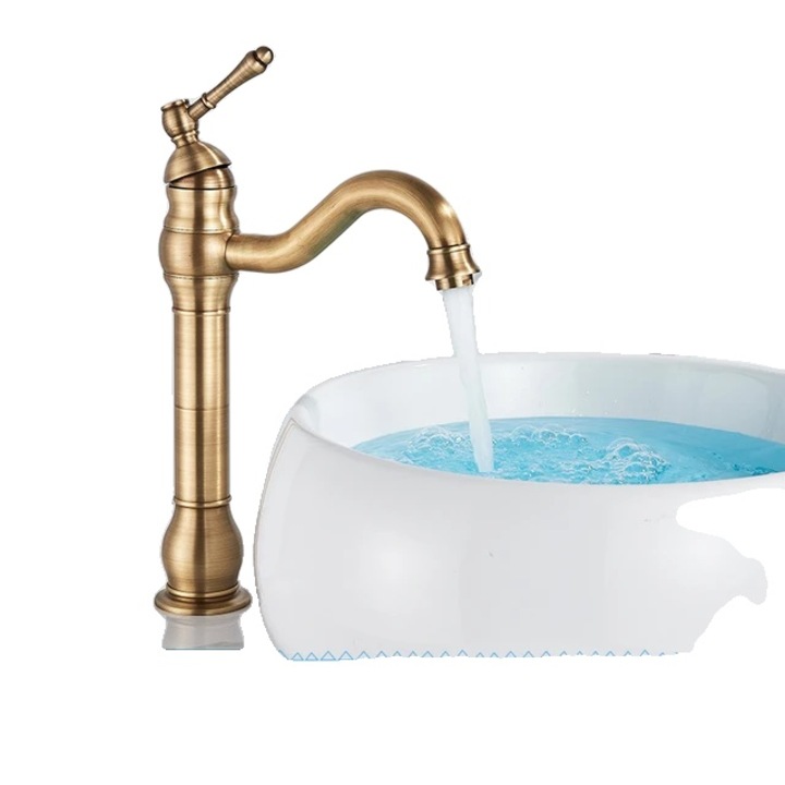 Szaniter csaptelep, hideg-meleg vizes keverő, antik sárgaréz kivitel, magas, Arany