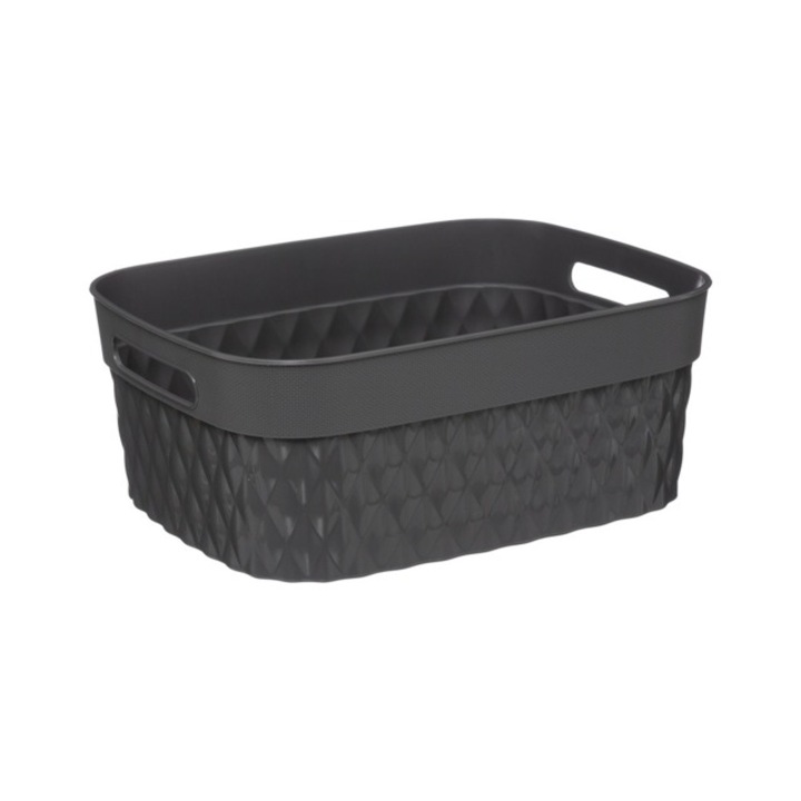 Négyszögletes tartály RECTA, műanyag, 5 l, szürke, 28 x 22 x 11 cm