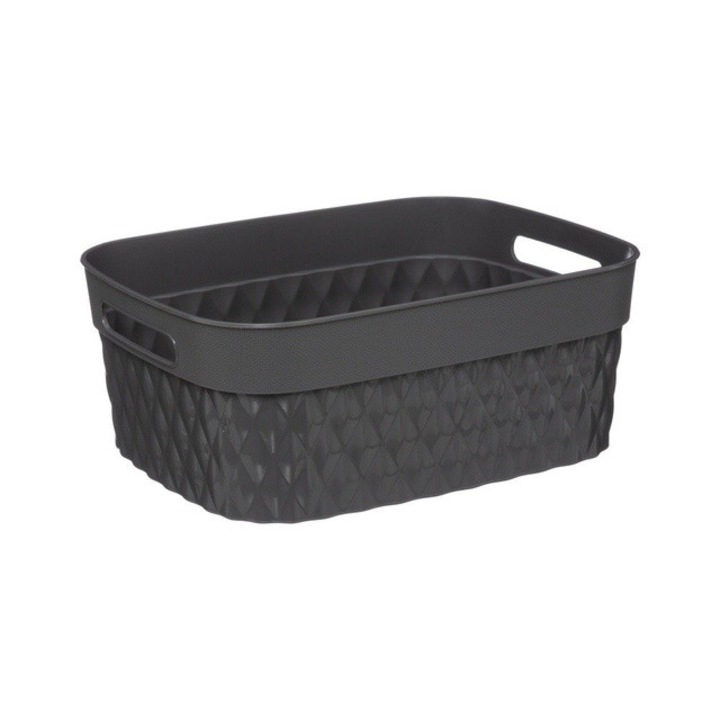 Recipient dreptunghiular RECTA, plastic, 5 l, gri, 28 x 22 x 11 cm - gri