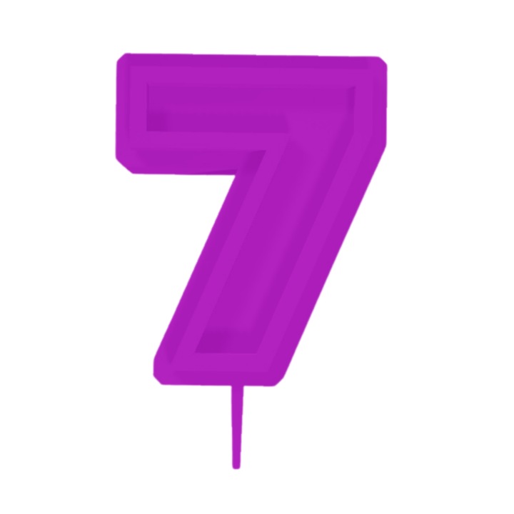 Свещник за торта, "7", рожден ден, 100 X 66 mm светло лилаво