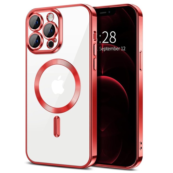 Husa Protectie pentru iPhone 12 Pro Max, Cipsir Safe, Luxury Crystal, J71, Termoplastic, Noble Red
