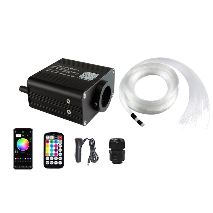 Kit Fibra Optica Plafon Instelat 16W cu TWINKLE, RGBW 550 Fire 4M 0.75mm cu aplicatie - AMB73