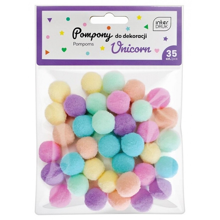 Set 35 pompoane decorative Unicorn, Interdruk, 128x158 mm