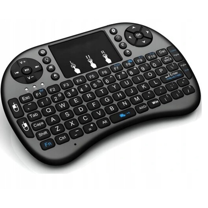 Telecomanda cu touchpad si tastatura, wireless, compatibila Smart TV, 2.4 GHz, Negru