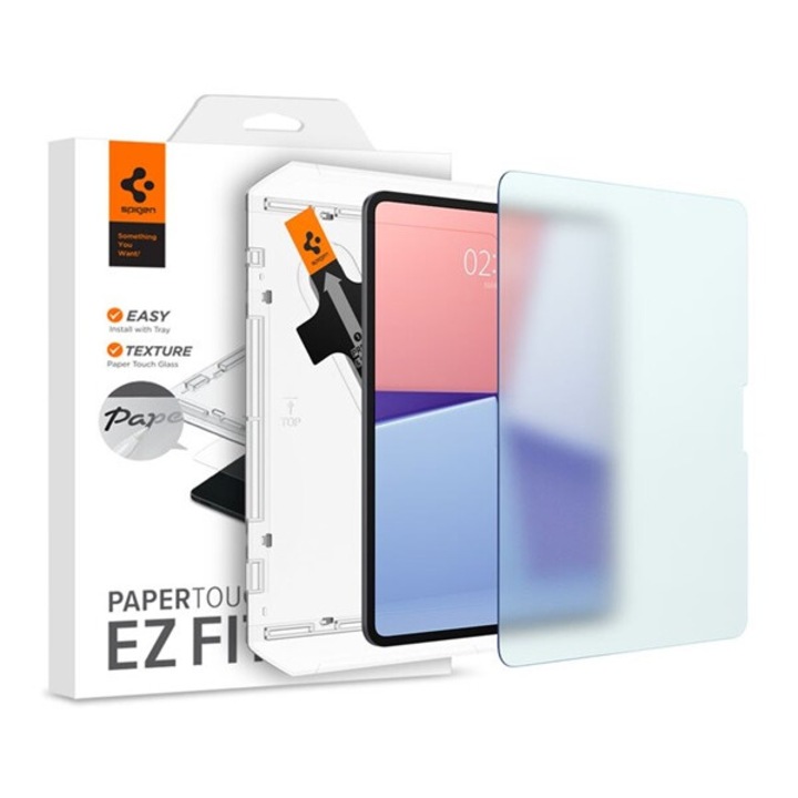 Spigen paper touch ez fit képernyővédő üveg, 2.5d, papír hatás, matt, 9h + segédkeret, átlátszó, kompatibilis: Apple IPAD Pro 13, 2024