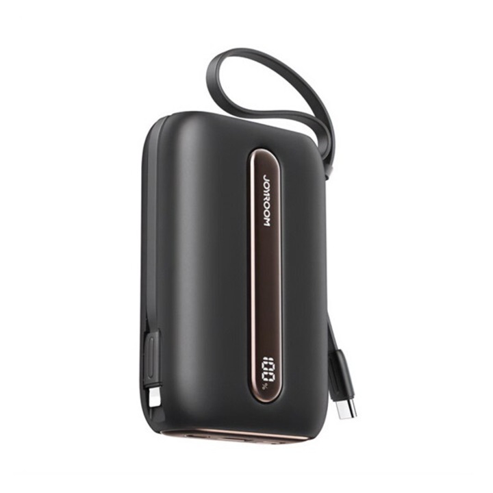 Joyroom vésztöltő usb+type-c aljzat, 10000mah, 22.5w, gyorstöltő + fix type-c+lightning kábel, fekete