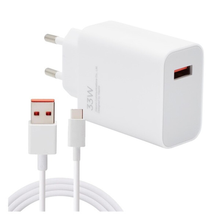 Xiaomi mdy-16-ef hálózati töltő usb aljzat, 33w, pd gyorstöltő + type-c kábel, fehér, bulk