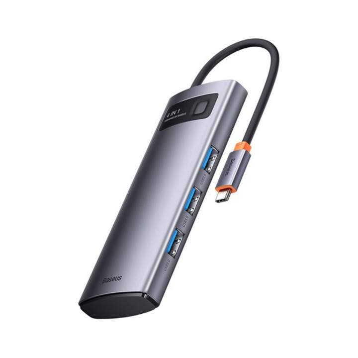 Baseus type-c hub 4in1, aktív, elosztó, 4 usb aljzat, gyorstöltő, sötétszürke