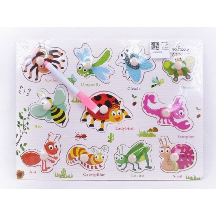 Fajáték puzzle, Icom, Owady kollekció, 3+, 300x231 mm