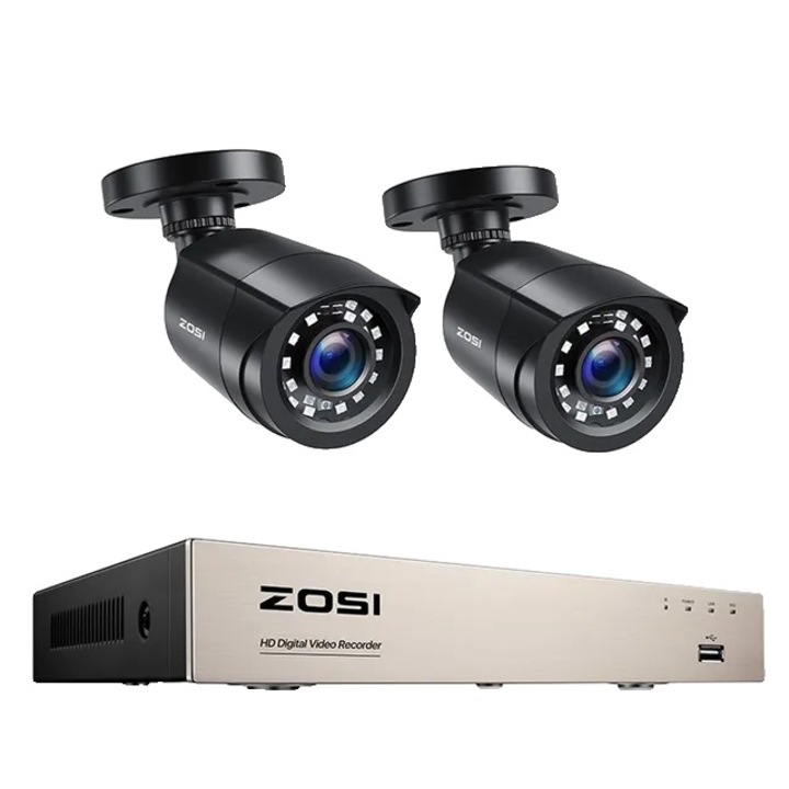 8 csatornás 5 MP Lite megfigyelő készlet, 2 db 2 MP biztonsági kamera, időjárásálló, H.265+, többszínű
