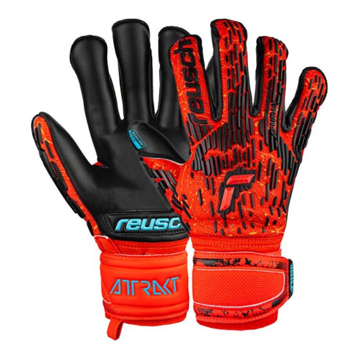 Junior kapuskesztyű, Reusch, szintetikus, Attrakt Freegel Gold Evolution Cut, állítható, fekete/piros, 9,5