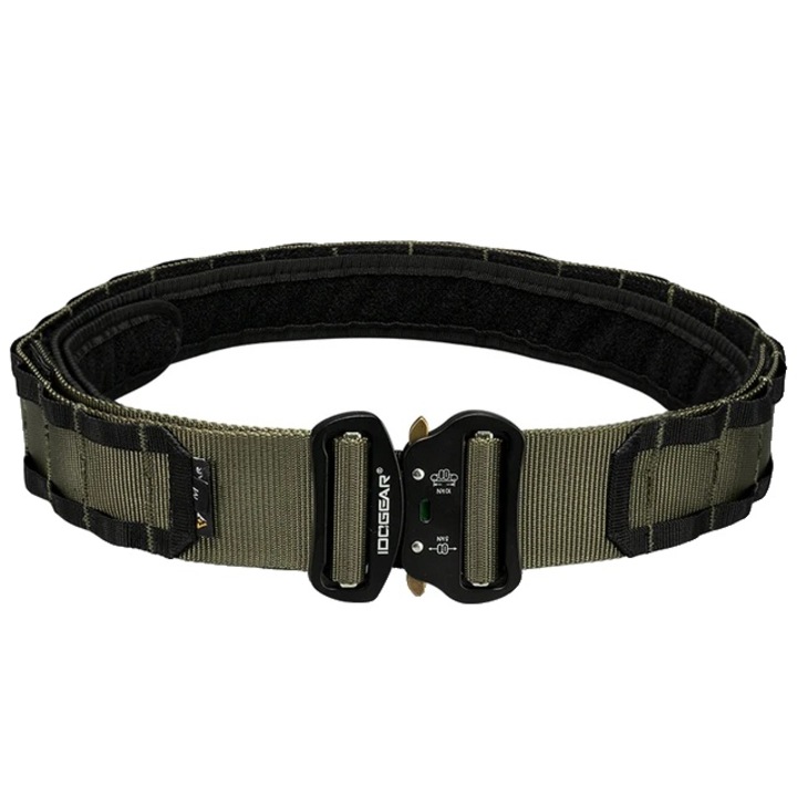 Curea tactica pentru barbati, verde Ranger, nylon rezistent, catarama metalica, marimea L