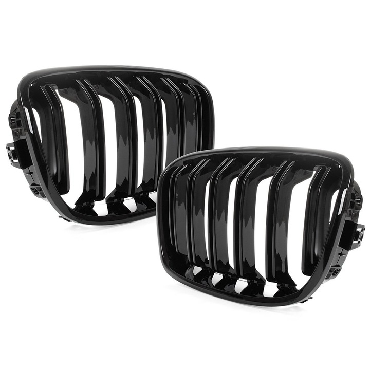 Grila auto pentru far BMW F20/F21, MODECAR, set 2 bucati, negru lucios, 2011-2014
