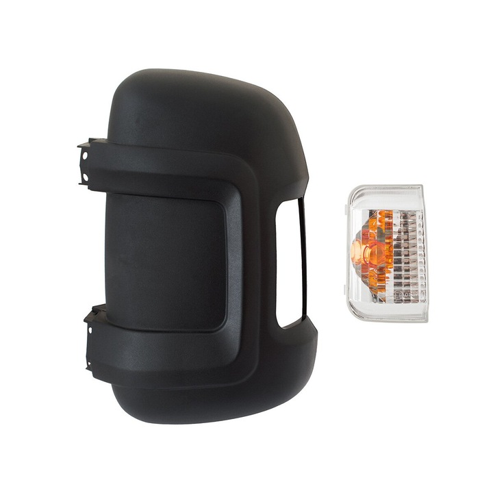 Кора за външно огледало с дълго рамо + мигач Fiat Ducato черно ляво комплект 2 бр.