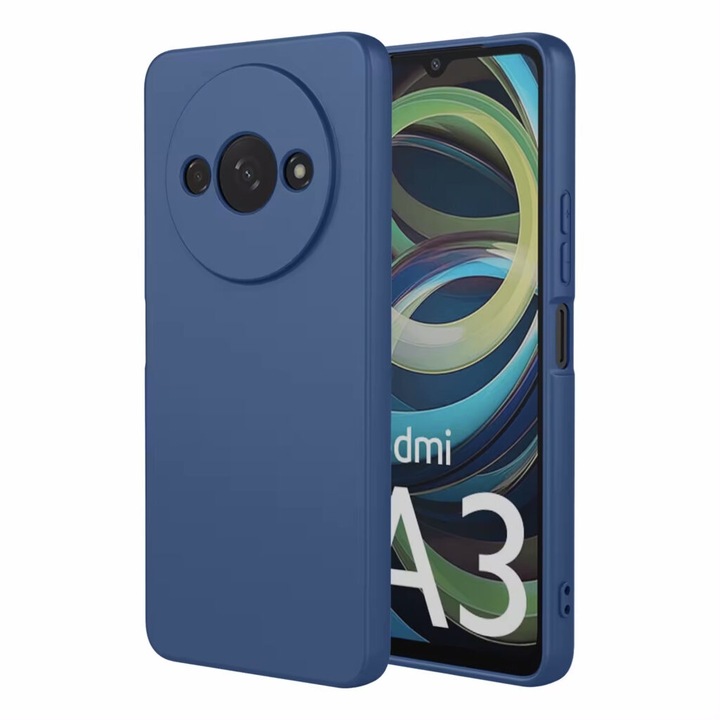 BestCase® Prémium szilikon tok, kompatibilis Xiaomi Redmi A3, 1.2MM vékony, mikroszálas belső, ütésálló, kamera védelem, sötétkék