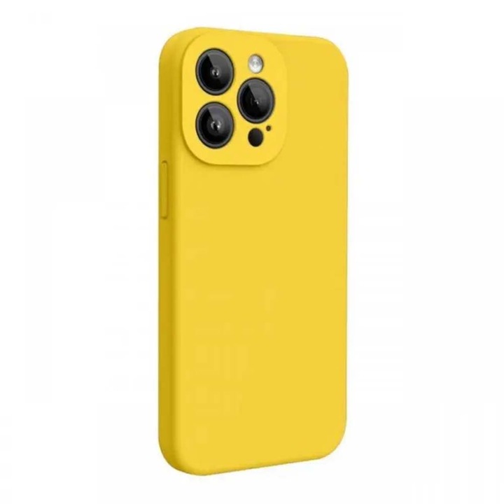 BestCase® Husa Premium Silicon, Compatibila Cu Apple iPhone 15 Pro, 1.2MM Slim, Microfibra in interior, Antisoc, Rezistent la socuri, Protectie Camera, Yellow