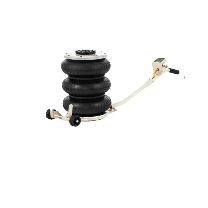 Cric pneumatic, capacitate 3T, interval ridicare 14-40cm, alb/negru, portabil