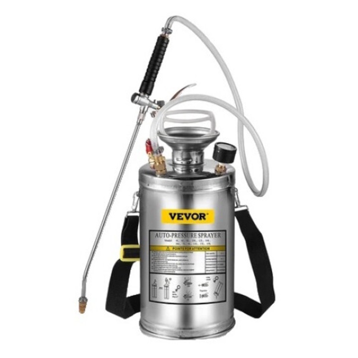 Aparat de stropit gradina, capacitate 6L, inox, duza reglabila, manometru, utilizare universala