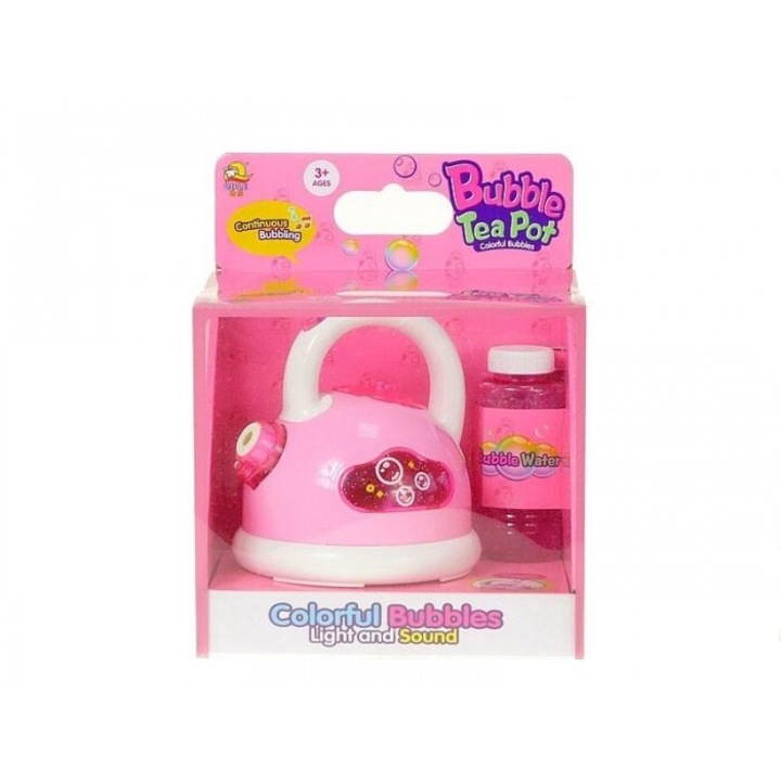 Ceainic de jucarie cu baloane de sapun, ADAR, lumini si sunete, roz/alb