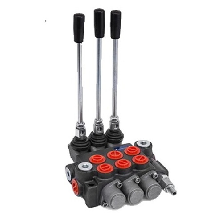 Hidraulikus vezérlőszelep, 3 orsó, 11 GPM, 3600 PSI, öntöttvas, szürke