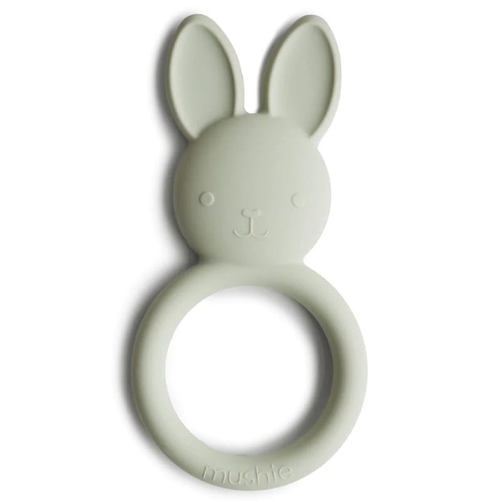 Jucarie dentitie siliconic Bunny, Mushie, 0+, verde