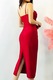 Rochie de seara Tanvea, cu insertii din cristale si falduri, Rosu, Marime S/M