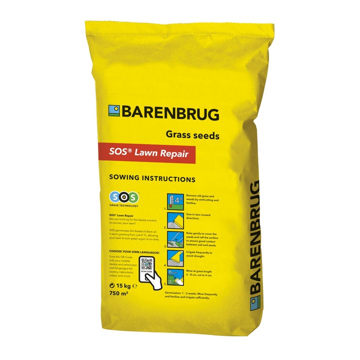 Samanta de gazon regenerativ, Barenbrug, 15kg, Galben