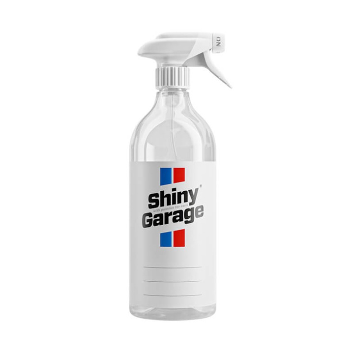 Shiny Garage üres palack fehér címkével 1L