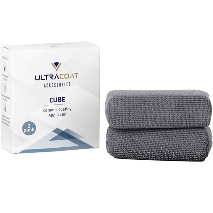 Set 2 aplicatoare Ultracoat Cube Ceramic Coating, microfibra, gri