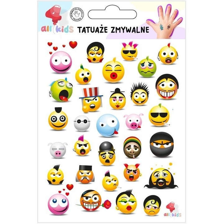 Set tatuaje temporare All4Kids Buzki, testate dermatologic, 100x150mm, 3+ ani