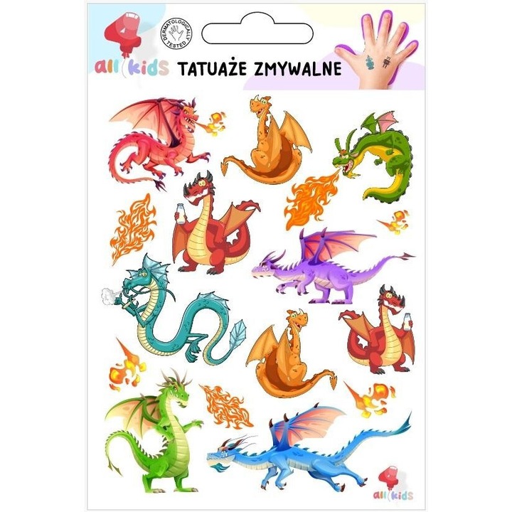 Set tatuaje temporare Smoki All4Kids, dermatologic testate, 151x104mm, 3+ ani