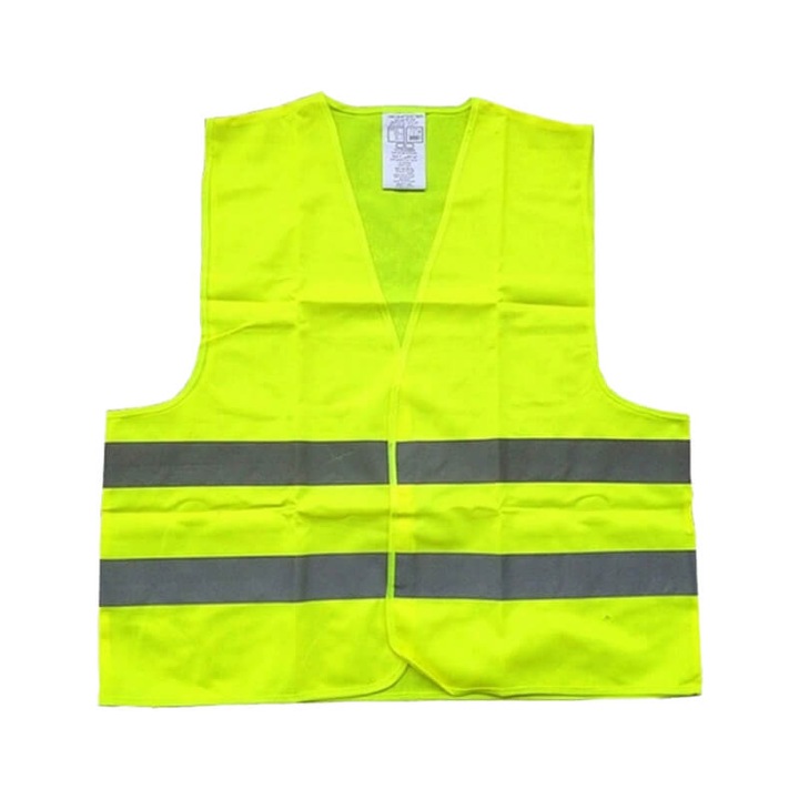 Uniszex figyelmeztető mellény, AGMI, poliészter, sárga, XL
