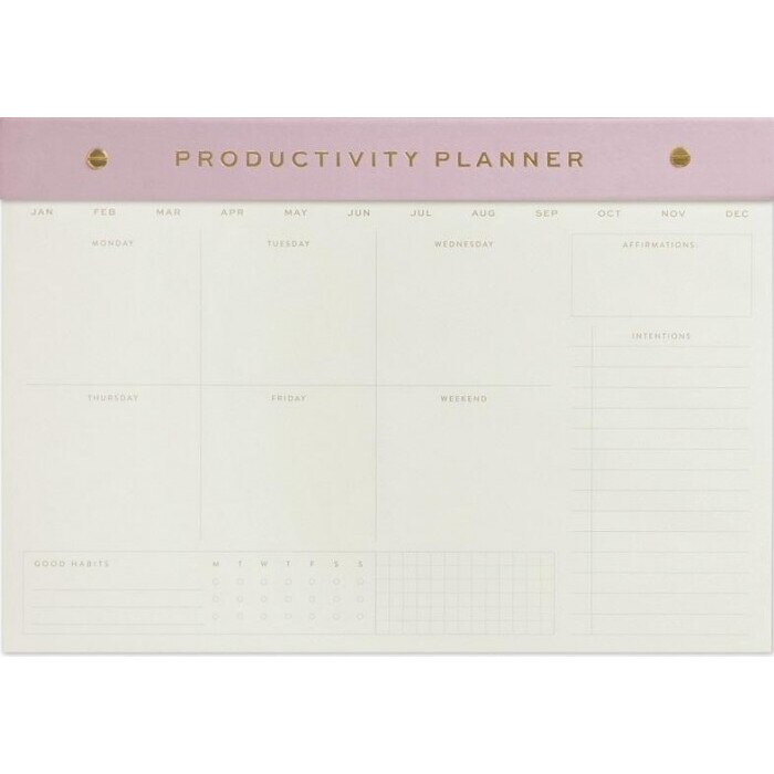 w.designworks 【Life】 Planner saptamanal DesignWorks Ink, 60 de foi, auriu, 36x25cm