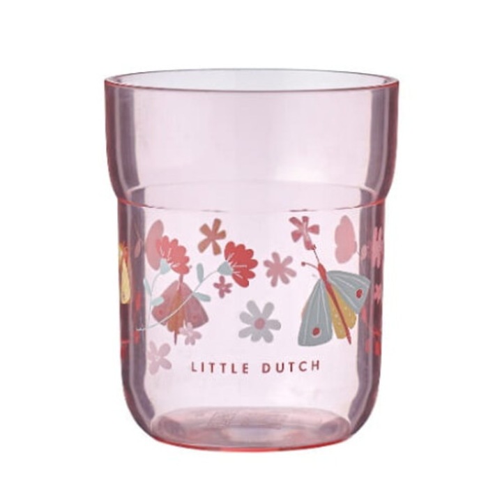 Pahar copii Little Dutch Mio Flowers & Butterflies, 250ml, fara BPA, 7.5x7.5x9.1cm