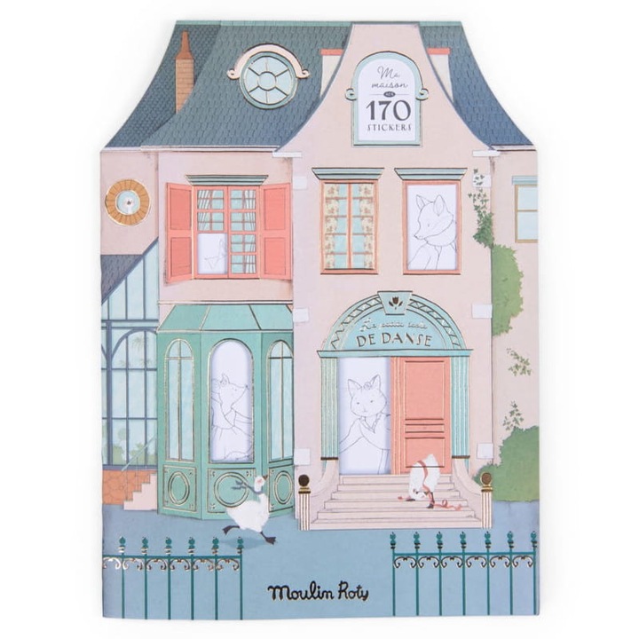 Caiet de colorat cu 170 de autocolante, Domek Myszek, Moulin Roty