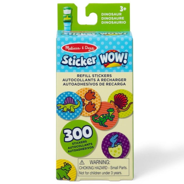 Set stickere decorative Melissa & Doug, tema dinozauri, 300 bucati, 13x6x3cm